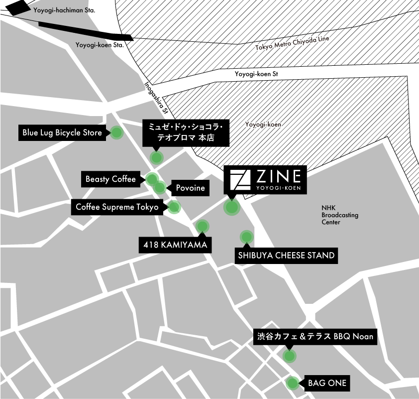 ZINE YOYOGI_KOENの周辺マップ